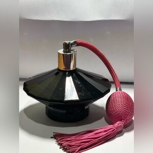 Vintage Black Perfume Bottle with Pink Atomizer